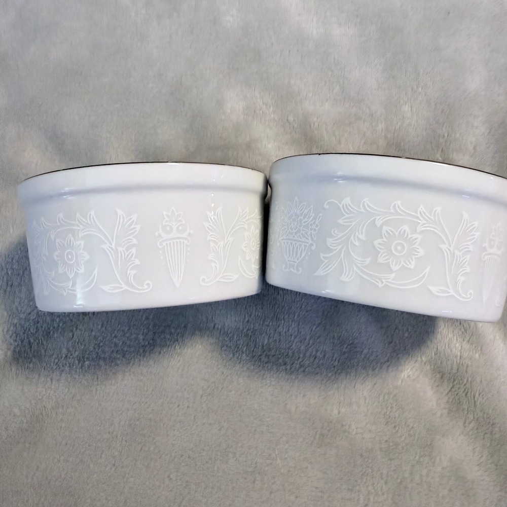Vintage Crown Victoria Lovelace Fine China Custard Bowls Japan Set of 2